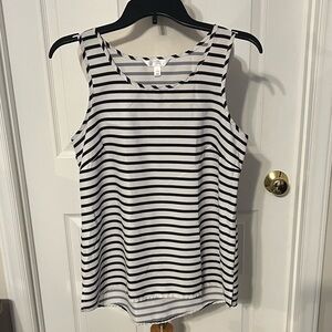 Time and Tru Black and White Striped Tank Top